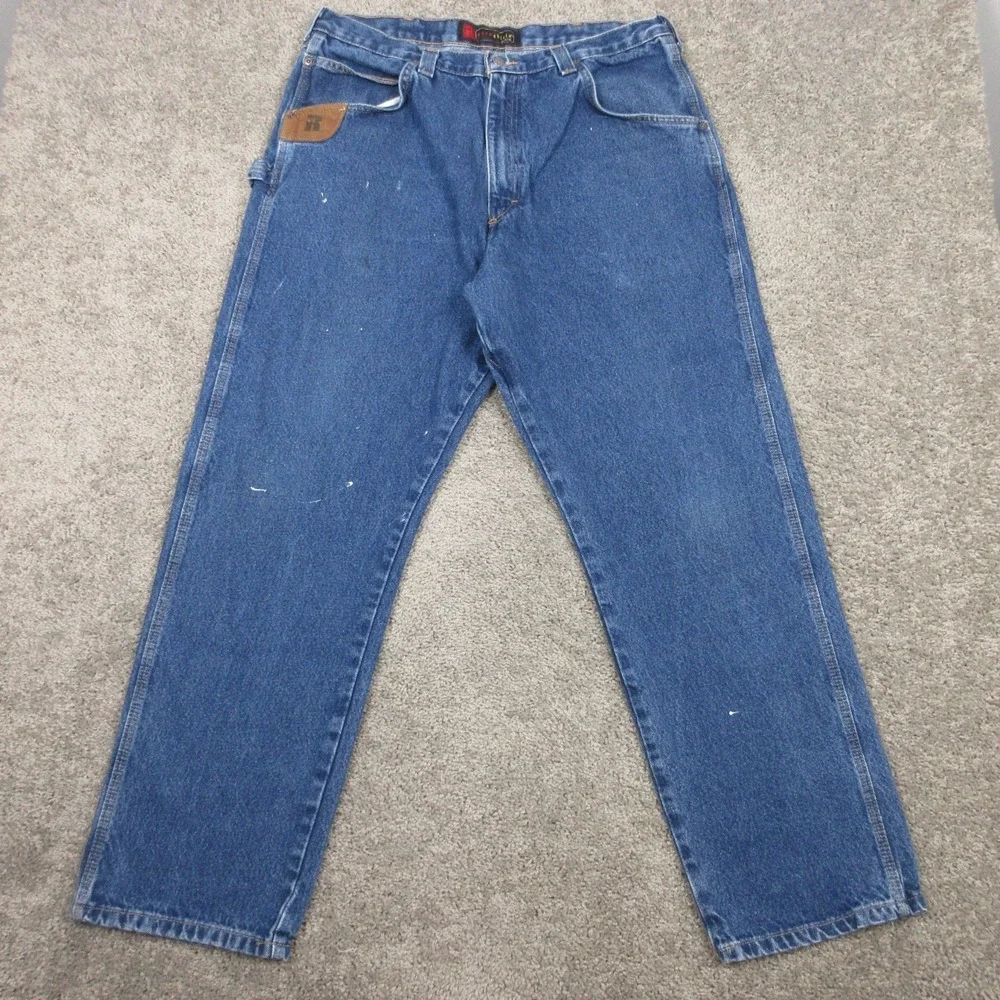 Wrangler Riggs Jeans Mens 38x32 Blue Cotton Paint Carpenter Workwear Denim Pants
